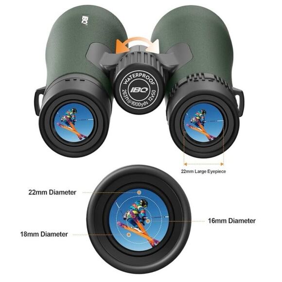 IBQ 12x50 Eagle Binoculars w/ Phone Adapter Waterproof Fogproof Lightweight NEW - Picture 2 of 14